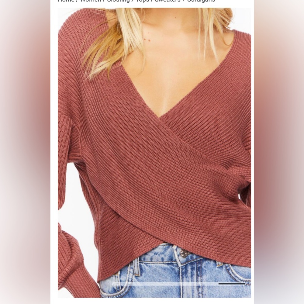 Super cute knit criss cross, crop, off shoulder sweater.